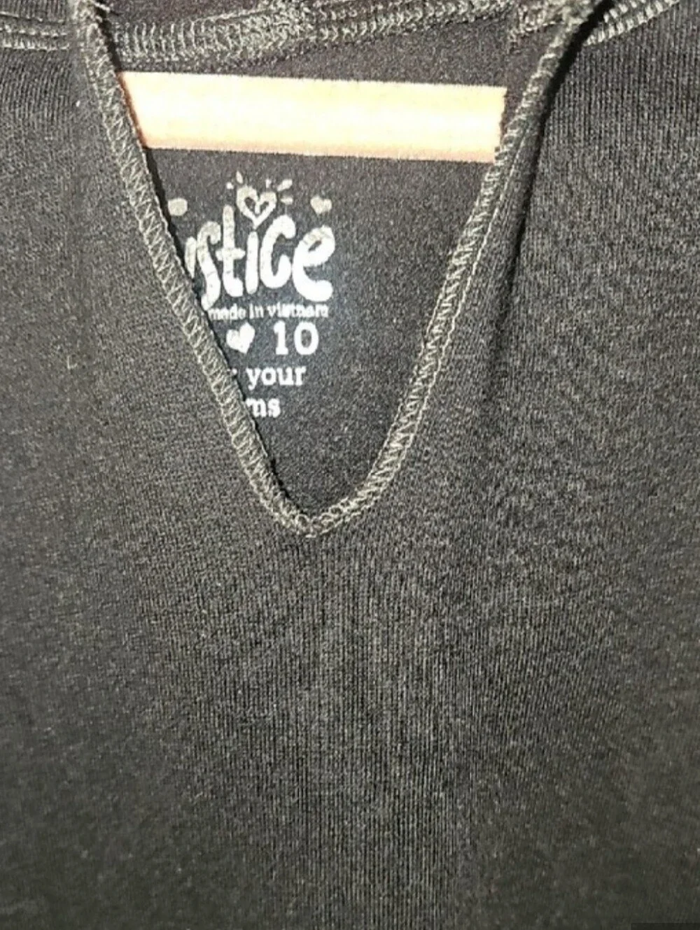 Justice Girls Fleece Lined Black Hoodie with Contrast Stitching Size 10